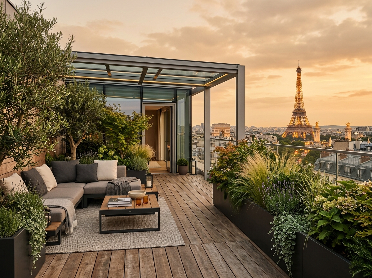 Terrasse paysagère contemporaine