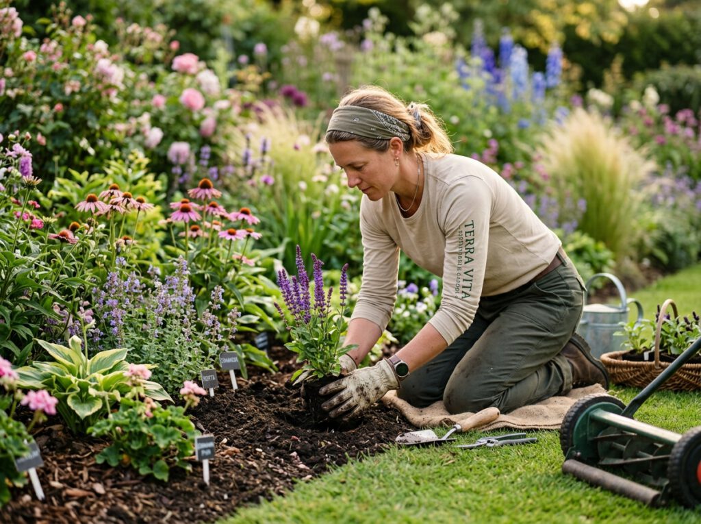 Jardinier professionnel en action